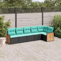 vidaXL Gartensofa-Set 6-tlg. schwarz