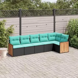 vidaXL Gartensofa-Set 6-tlg. schwarz
