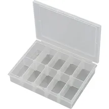 TRU Components Sortimentskasten Kunststoff 139 x 95 x 25 mm transparent 10 Fächer