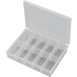 TRU Components Sortimentskasten Kunststoff 139 x 95 x 25 mm transparent 10 Fächer