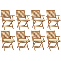 vidaXL Klappbare Gartenstühle mit Kissen 41 x 41 x 88 cm beige 8 St.