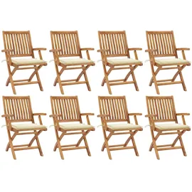 vidaXL Klappbare Gartenstühle mit Kissen 41 x 41 x 88 cm beige 8 St.