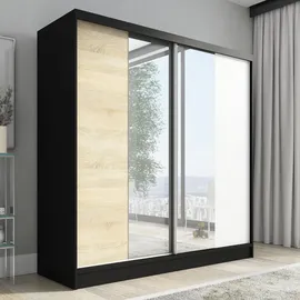 A&J MöbelLand Schwebetürenschrank SOLO 200 x 215 x 59,5 cm Schwarz