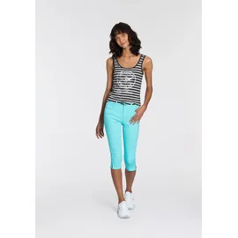 KangaROOS Caprijeans KANGAROOS "CAPRI-JEANS mit Gürtel", Damen, Gr. 32, N-Gr, grün (mint), Denim/Jeans, Obermaterial: 36% Baumwolle, 36% Viskose, 26% Polyester, 2% Elasthan, Basic, skinny fit 3/4-Länge, Jeans Caprijeans, Skinny Fit, mit Schlitz, normale Leibhöhe
