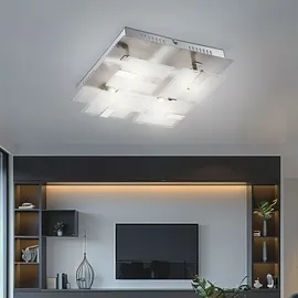 GLOBO Deckenleuchte 4x LED 4,5W chrom, teilsatiniert, Glas