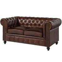 MASSIVMOEBEL24.DE Sofa 2-Sitzer Echtleder 162x82x76 Cognac Chesterfield #102