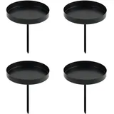 Kerzenhalter Adventskranz, 6 cm Kerzenständer Schwarz 4 Stück, Adventskerzenhalter Metall, Kerzenhalter Stumpenkerzen, Stabkerzenhalter Kerzenteller für Adventsgirlande Blumentopf