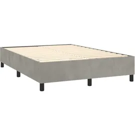 vidaXL Boxspringbett mit Matratze & LED Hellgrau 140x200 cm Samt