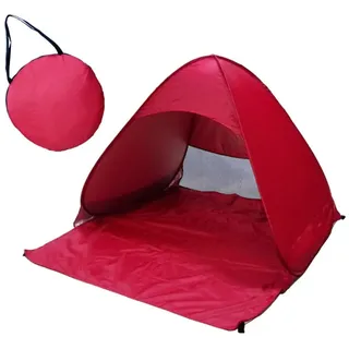 Ommda Strandmuschel Pop up Automatik Strandmuschel Sand Regendicht für Kinder und Baby UV Schutz UPF 50+ 2-3 Personen 165x150x110cm Rot