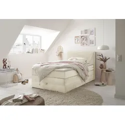 Boxspringbett ED EXCITING DESIGN "Luzern", beige (creme), B:121cm L:209cm, 92% Polyester, 8% Nylon, Komplettbetten, Boxspringbett, inkl. Bettkasten