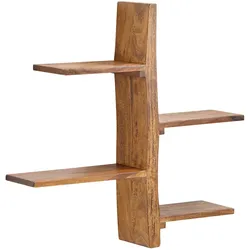 KADIMA DESIGN Wandregal Baum-Form, Sheesham Holz, 58x60x15 cm, 4 Ablageflächen