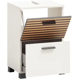 Schildmeyer Waschbeckenunterschrank Katta 158579, weiß matt/Akustikpaneel Optik, 40,2 x 35 x 60,8 cm