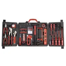 Brüder Mannesmann Werkzeuge Brüder Mannesmann Werkzeugkoffer 60-tlg., TÜV/GS-geprüftes Haushaltswerkzeug-Set mit Hammer, Zangen, Säge, Schraubendreher, Maßband, ideal für Reparatur und Montage, im Kunststoffkoffer | M29065