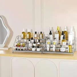 ZDDLOINP Einstellbares 4-stufiges Gewürzregal ohne Bohren Grau 2er