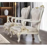 Xlmoebel Armlehnstuhl Sessel Design Polster Barock Textil Wohnzimmer (2 St), Hergestellt in Europa weiß