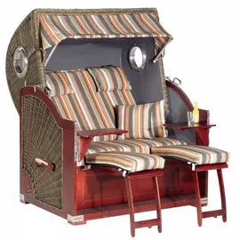 SonnenPartner Strandkorb Rustikal 500 Plus- Comf.,Bullaug.,cappu.Stoff1235