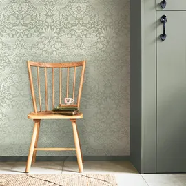 William Morris At Home Vliestapete Strawberry Thief Fibrous 64 cm 10 m grün