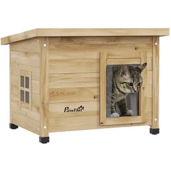 PawHut Katzenhaus Tannenholz, Glas