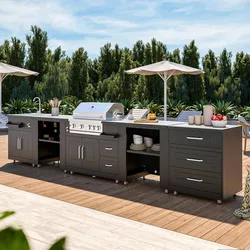 Oviala Business Outdoor-Küche Ecke 5 Elemente mit Spüle und Grill