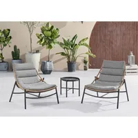 Happy Home Happy Home 3 tlg. Rattan Gartenset mit Sitzkissen HGS52-GRA, grau