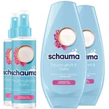 Schauma Sprühpflege Feuchtigkeit & Glanz (2x200 ml) Hitzeschutz für weiches, glänzendes Haar & Schwarzkopf Feuchtigkeits-Spülung Feuchtigkeit & Glanz (2x250 ml) mit Reiswasser