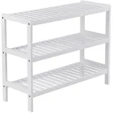 Songmics Schuhregal 3 Ebenen Bambus 26 cm x 70 cm x 55 cm Weiß