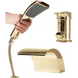 Gold Badewannen Armatur Satz mit Duschset Badarmatur Wasserfall Dusche - Gold