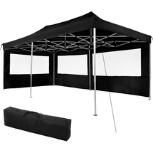 Tectake Faltpavillon 3 x 6 m inkl. 2 Seitenteile schwarz