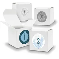Adventskalender zum Füllen 24x Würfelbox 650mm WEISS inkl Stickerbogen V04 Z16