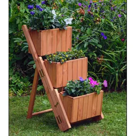 Dobar Pflanztreppe mit 3 Pflanzkästen 41 x 55 x 85 cm Braun