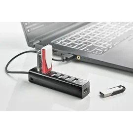 ngs IHUB7 Tiny USB 2.0 Hub 7 Ports mit Power Adapter 5V/1A, universell kompatibel, Plug and Play