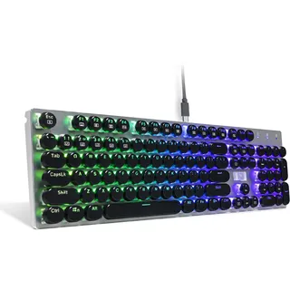 E-Yooso Z-88 Mechanische Voll Programmierbare Gaming-Tastatur,Retro 104 Tasten,US-Layout(QWERTY) RGB-Beleuchtung,Blaue Schalter,Abnehmbares USB-C-Kabel,Anti-Ghosting Metall Platte für PC Gamers