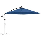 vidaXL Ampelschirm mit LED-Leuchten Azurblau 350 cm