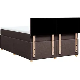 vidaXL Boxspringbett mit Matratze Dunkelbraun 140x200 cm Stoff