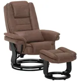MCombo M MCombo Relaxsessel mit Liegefunktion, Lesesessel, 360° Drehbarer Fernsehsessel, mit Hocker, mit Kissen & Seitentasche, 9099 (braun-mikrofaser)
