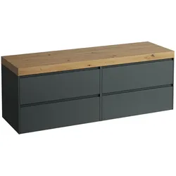 LAUFEN LANI Waschtischplatte ohne Ausschnitt mit Unterschrank 160 cm mit großer Schublade rechts und links H4065901122661, Badmöbel,