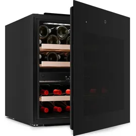 Klarstein Velaire Weinkühlschrank 2 Zonen - 36 Flaschen, Einbau, 5-22°C, Touch, LED, UV-Schutz, Holzregale, 41 dB, Weinklimaschrank 2 Zonen