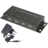 Renkforce RF-4830984 4 Port USB 2.0-Hub Metallgehäuse, zur Wandmontage Schwarz