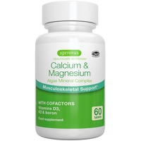 Calcium Magnesium Komplex mit Vitamin D3, K2 und Bor als Co-Faktoren, hochdosiert, Algen Mineral Komplex, vegan, 60 Tabletten, von Igennus