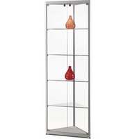 SDB Glasvitrine MPC-500-H, Eckvitrine, stehend, mit LED-Beleuchtung, 50 x 200 x 50cm, silber