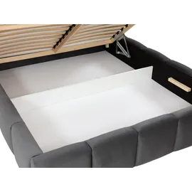 Mirjan24 Polsterbett Wizko, Doppelbett mit Bettkasten, Ehebett, Leistenlattenrost aus Holz (Farbe: Paros 01, Größe: 140x200 cm)