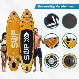24move 24MOVE® Standup Paddle Board SUP, inkl. umfangreichem Zubehör, Paddel und Hochdruckpumpe, ORANGE, 366x80x15cm