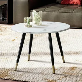 Wohnling Couchtisch Weiß MDF rund 60 x 41 cm