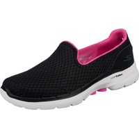 SKECHERS Women's GO Walk 6 Big Splash Sneaker, Schwarz/Heißrosa, 39 EU