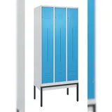 C+P Z-Spind Classic PLUS, Gestell, 6 Abteile, HxBxT 212x90x50cm, Zylinderschloss, Hellgrau/Lichtblau von PROREGAL