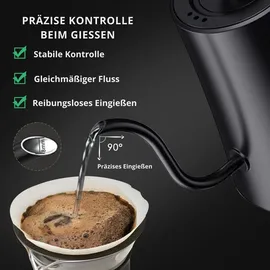 sevico Elektrischer Wasserkocher Schwanenhals | Warmhaltefunktion, LED-Anzeige | 1200W