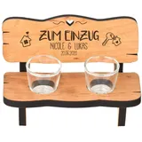 Schnapsbank • Zum Einzug • mit Schnapsgläsern mit Gravur | Einzugsgeschenke Geschenk zum Einzug & Richtfest für Wohnung & Haus Mann + Frau, Umzugsgeschenk, Einweihungsgeschenk (Einzug)