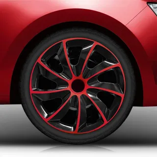 14" 14 Zoll Radkappen 02/RK Schwarz-Rot Radblenden (Farbe und Größe wählbar!)