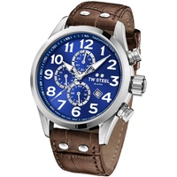 TW Steel Unisex Erwachsene Chronograph Quarz Uhr mit Leder Armband VS63