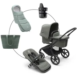 Bugaboo FOX 5 Kombikinderwagen Trio-Set inkl. Fußsack und Wickeltasche, gruen